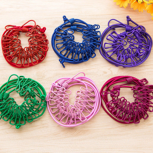 Portable Clothesline Outdoor Rope 1 strip with 12 clips | DDK250726871