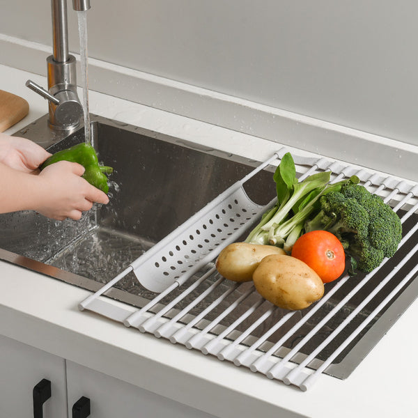 SS Pipe Silicone Foldable Dishes Storage Rack | DDC250624839