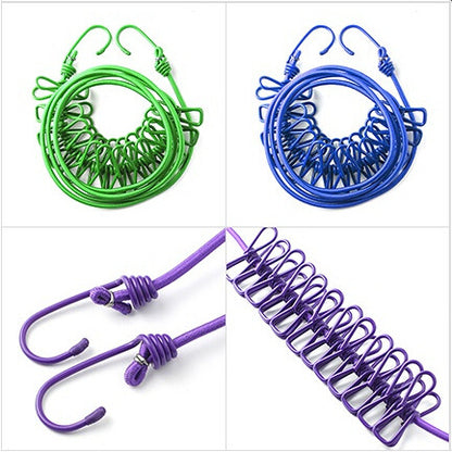 Portable Clothesline Outdoor Rope 1 strip with 12 clips | DDK250726871