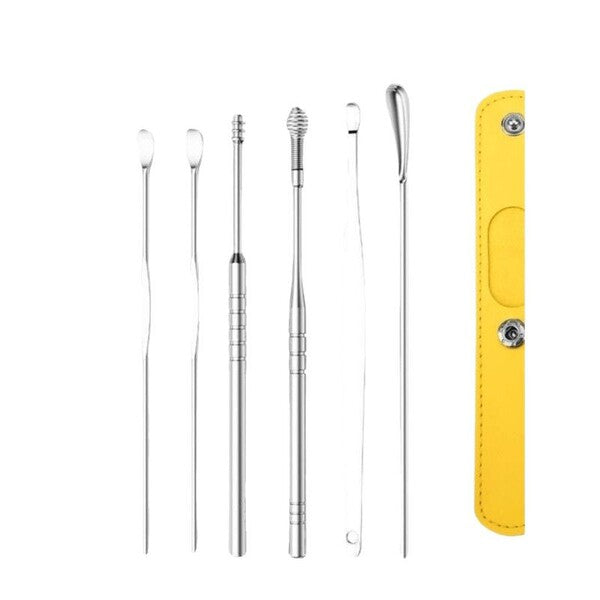 SS Ear Cleaner Set with Leather Case(6 Pcs) | DDK250524743