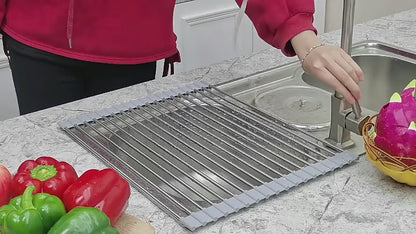 SS Pipe Silicone Foldable Dishes Storage Rack | DDC250624839